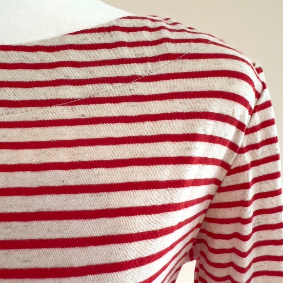 Rebecca Taylor red and off-white striped, long-sleeve mariner T, peplum - Picture 2 of 11
